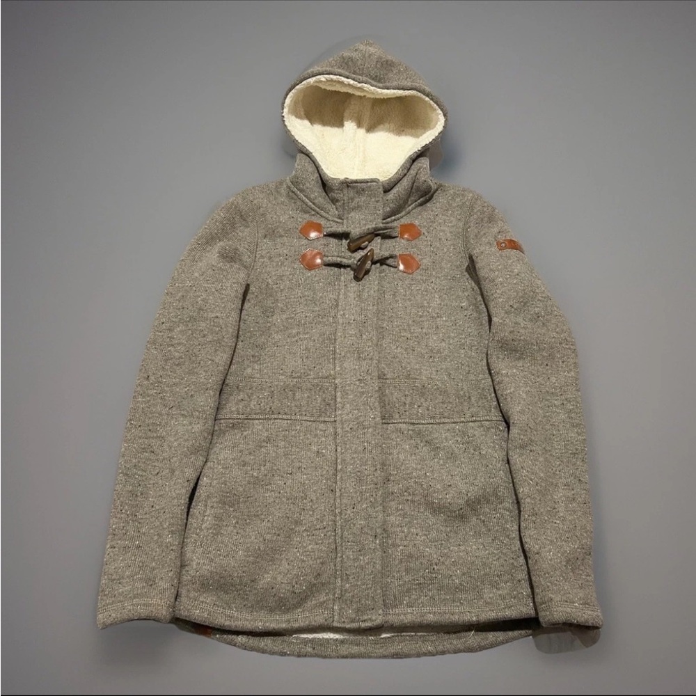 Bench Chilbee Womens Brown Ivory Hooded Sherpa Lined Winter Parka Jacket Coat M
